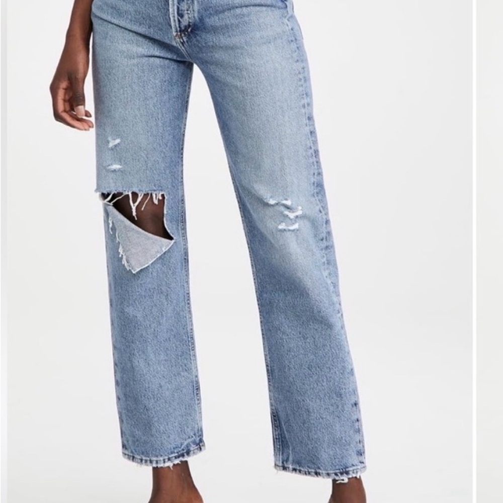 Agolde 90s Pinch Waist Distressed Straight-Leg Jeans in Lineup size 27